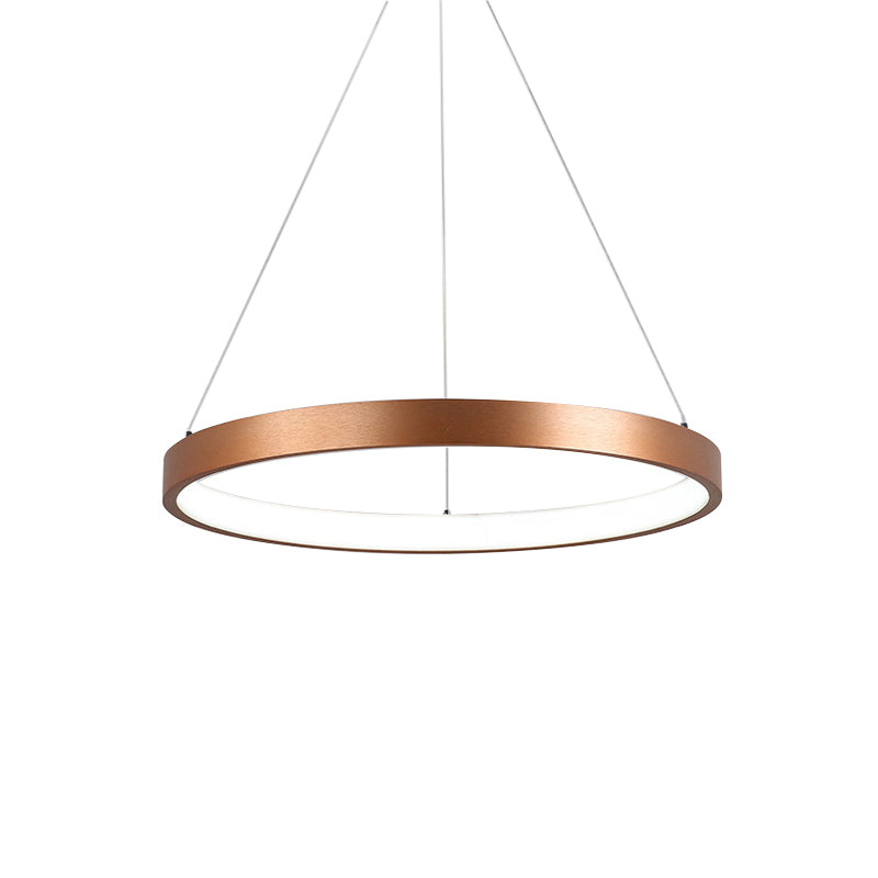 Gold Metallic Minimalist Led Hoop Chandelier - Warm/White Light 1/2/3-Tier Ceiling Pendant