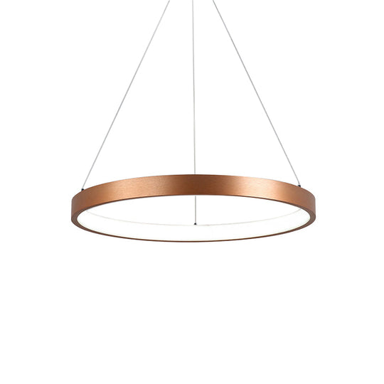 Gold Metallic Minimalist Led Hoop Chandelier - Warm/White Light 1/2/3-Tier Ceiling Pendant