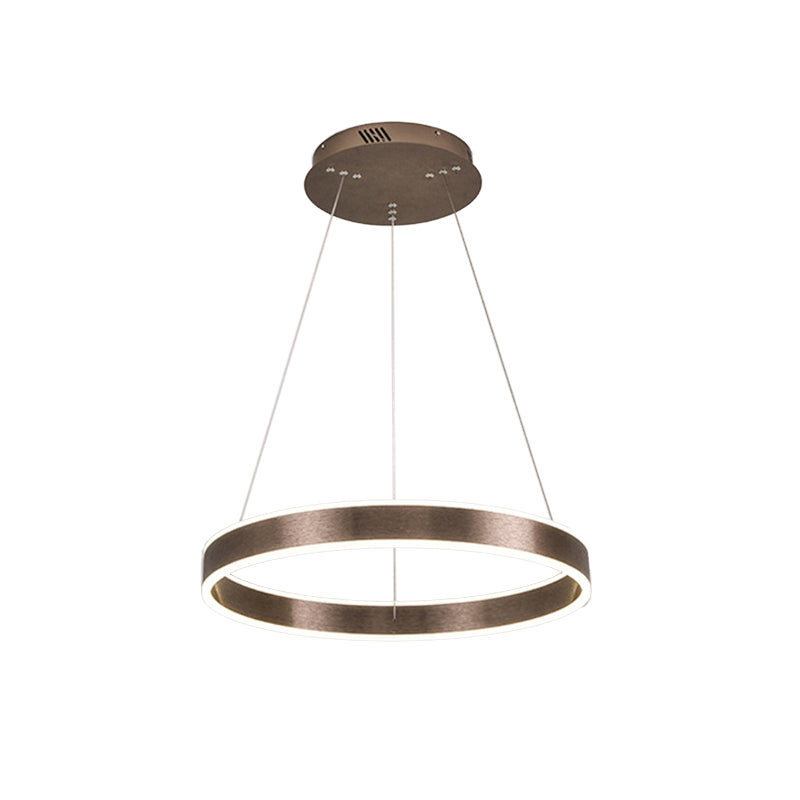 Adjustable Loop Pendant Led Chandelier - Modern Acrylic Coffee Design With 1/2/3-Tier Warm/White