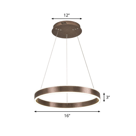 Adjustable Loop Pendant Led Chandelier - Modern Acrylic Coffee Design With 1/2/3-Tier Warm/White