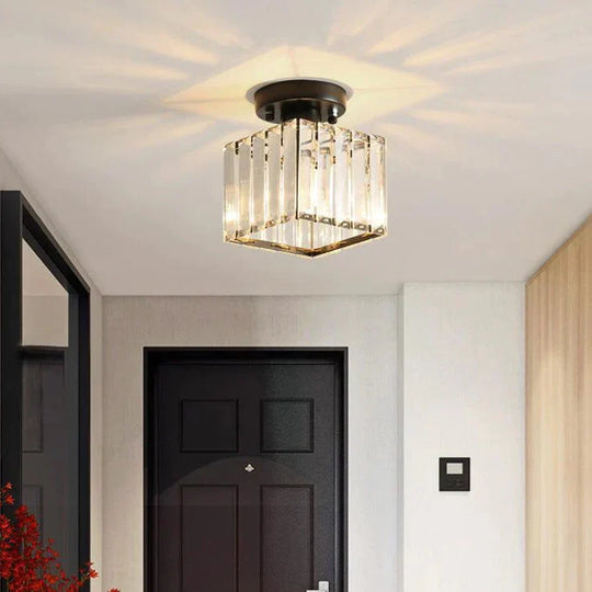 Creative Simple Modern Square Crystal Corridor Porch Ceiling Lamp