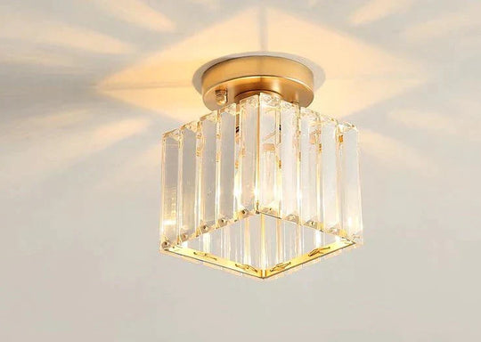 Creative Simple Modern Square Crystal Corridor Porch Ceiling Lamp