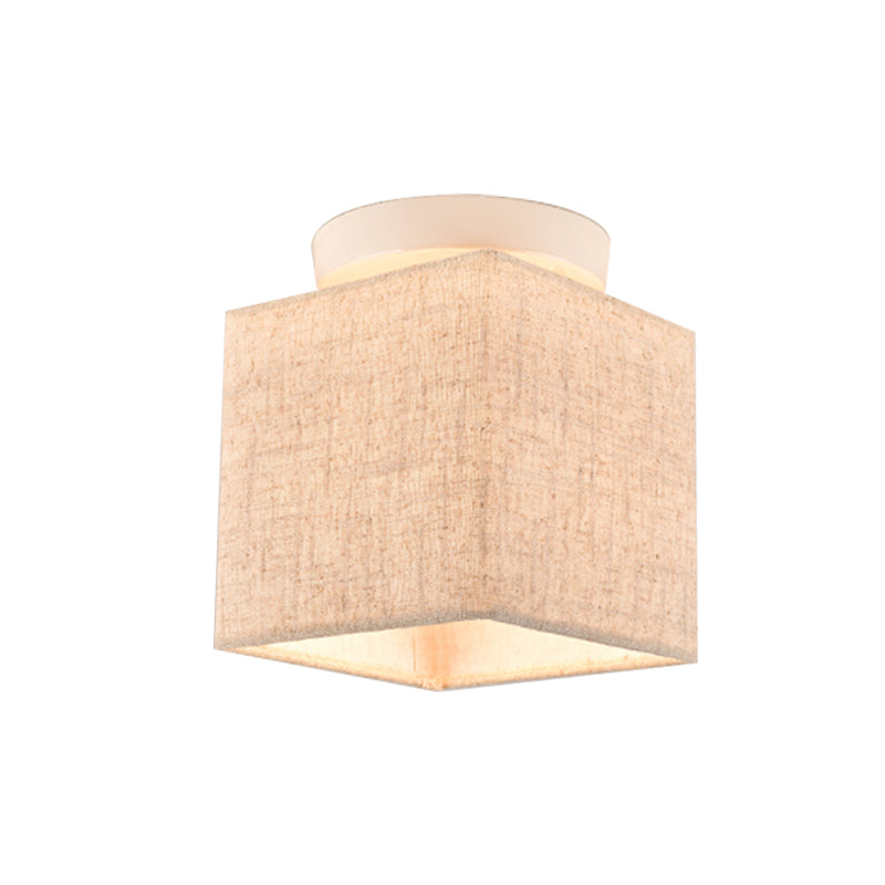 Modern Flaxen Fabric Small Semi Flush Mount Ceiling Light Fixture