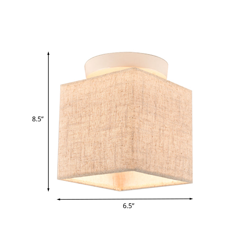 Modern Flaxen Fabric Small Semi Flush Mount Ceiling Light Fixture