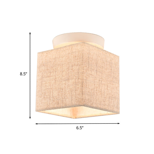 Modern Flaxen Fabric Small Semi Flush Mount Ceiling Light Fixture