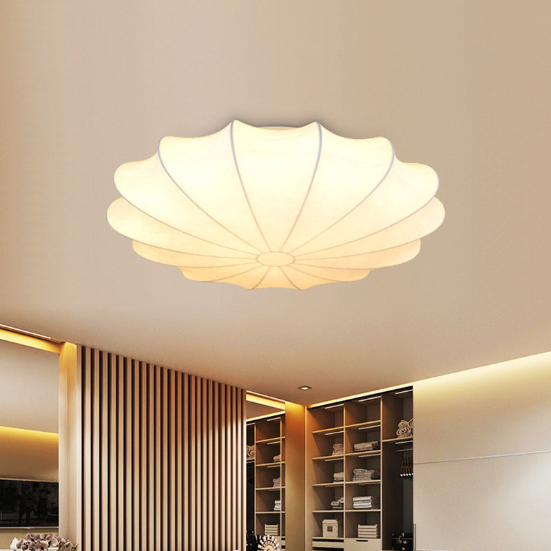 Contemporary White Flush Ceiling Light - Elegant Fabric Mount for Hallway