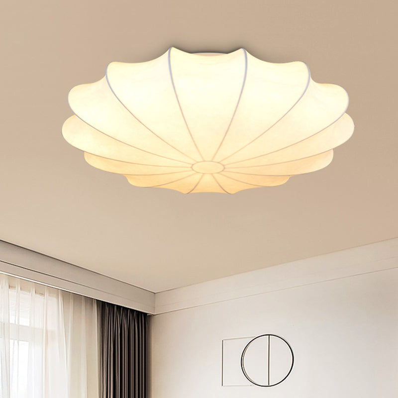 Contemporary White Flush Ceiling Light - Elegant Fabric Mount for Hallway