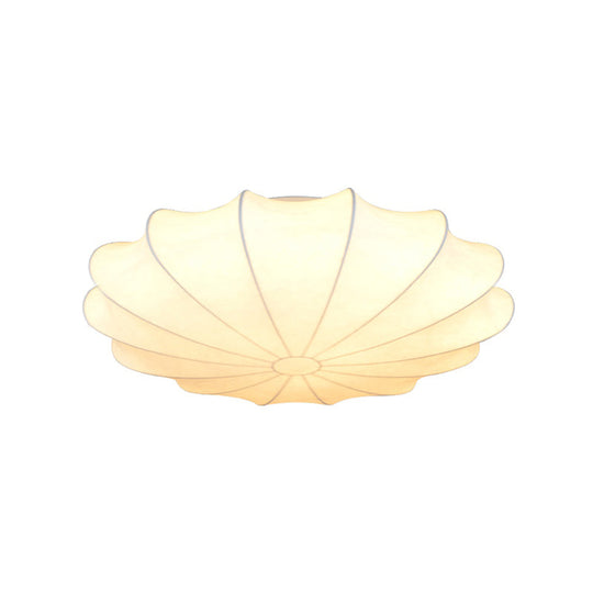 Contemporary White Flush Ceiling Light - Elegant Fabric Mount for Hallway