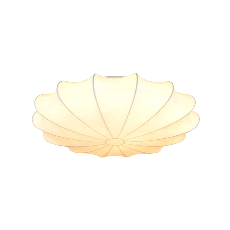 Contemporary White Flush Ceiling Light - Elegant Fabric Mount For Hallway