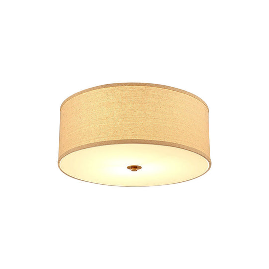 Minimalist Flaxen Ceiling Lamp with Drum Fabric Shade - Perfect for Dining Rooms