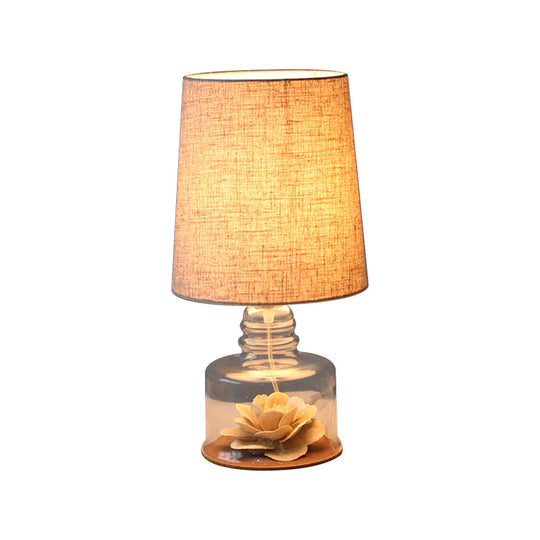 Macaron Table Lamp With Fabric Shade & Glass Base - 1 Light Blue/Yellow/White