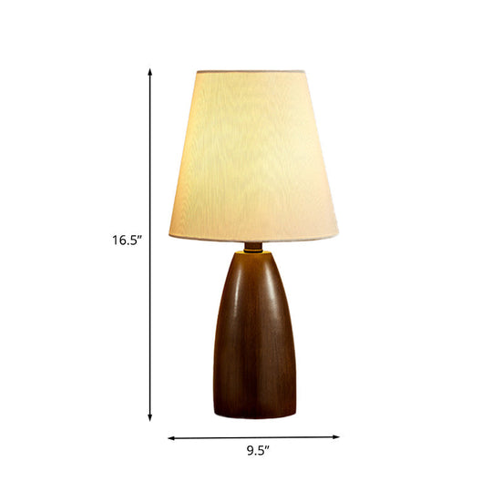 Elnath - Nordic Resin Jar Night Stand Lamp Nordic Single Bulb Brown Table Light with Deep Cone Fabric Shade