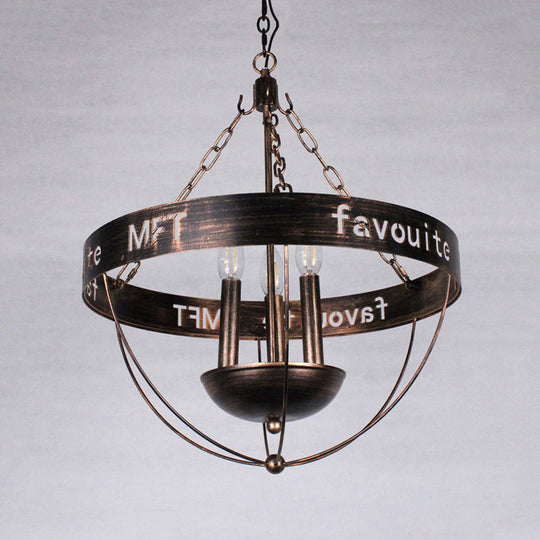 Black Iron Chandelier Lamp with 3 Bulbs - Elegant Hanging Pendant Lighting for Living Room