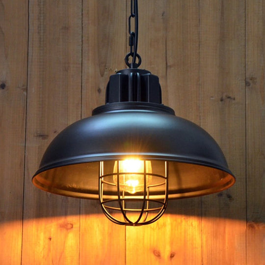 Modern White/Black Pendant Light With Factory Iron Bowl Shape Ceiling Suspension Lamp Black