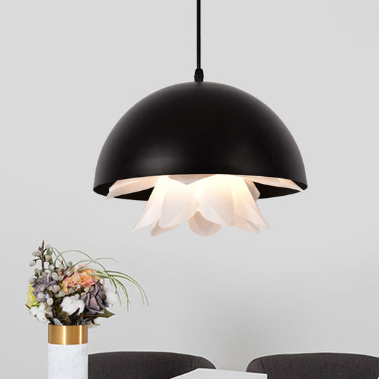 1-Bulb Suspended Pendant Light in Black/White/Gold for Kitchen - Warehouse Jellyfish Iron Ceiling Lamp