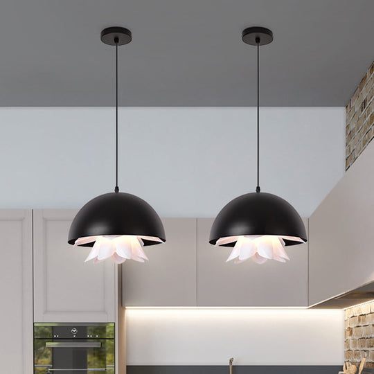 1-Bulb Suspended Pendant Light in Black/White/Gold for Kitchen - Warehouse Jellyfish Iron Ceiling Lamp