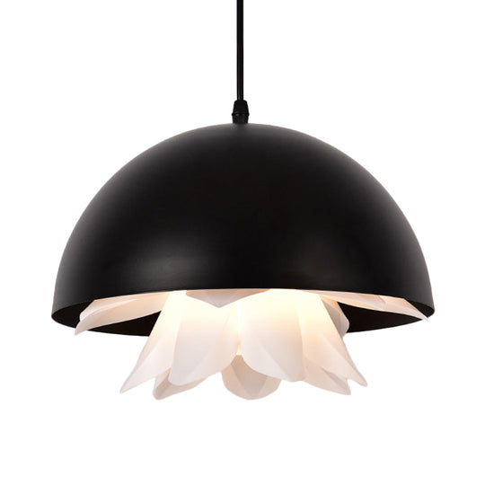 1-Bulb Suspended Pendant Light in Black/White/Gold for Kitchen - Warehouse Jellyfish Iron Ceiling Lamp