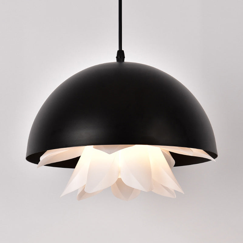 1-Bulb Suspended Pendant Light in Black/White/Gold for Kitchen - Warehouse Jellyfish Iron Ceiling Lamp