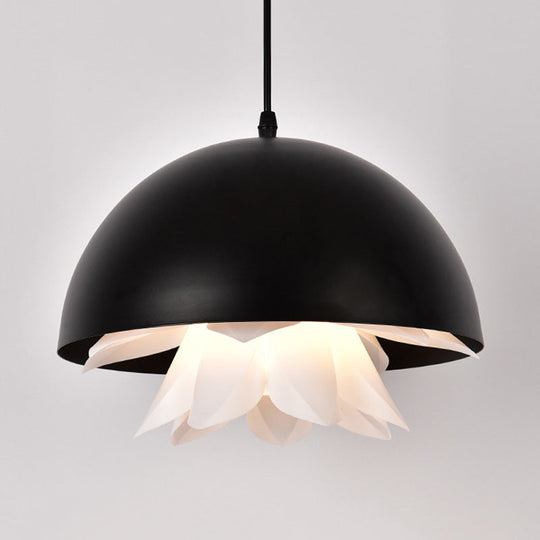 1-Bulb Suspended Pendant Light in Black/White/Gold for Kitchen - Warehouse Jellyfish Iron Ceiling Lamp