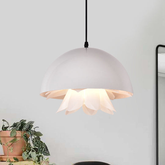 1-Bulb Suspended Pendant Light in Black/White/Gold for Kitchen - Warehouse Jellyfish Iron Ceiling Lamp