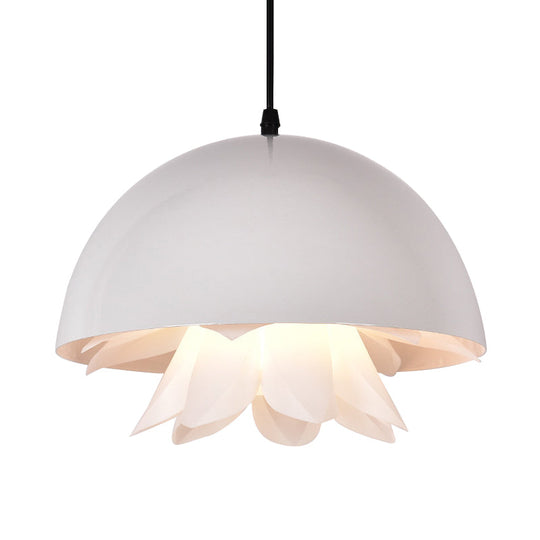 1-Bulb Suspended Pendant Light in Black/White/Gold for Kitchen - Warehouse Jellyfish Iron Ceiling Lamp