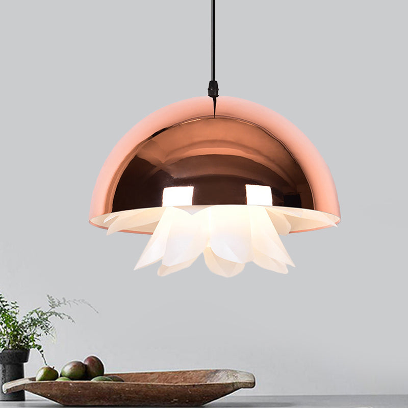 1-Bulb Suspended Pendant Light in Black/White/Gold for Kitchen - Warehouse Jellyfish Iron Ceiling Lamp