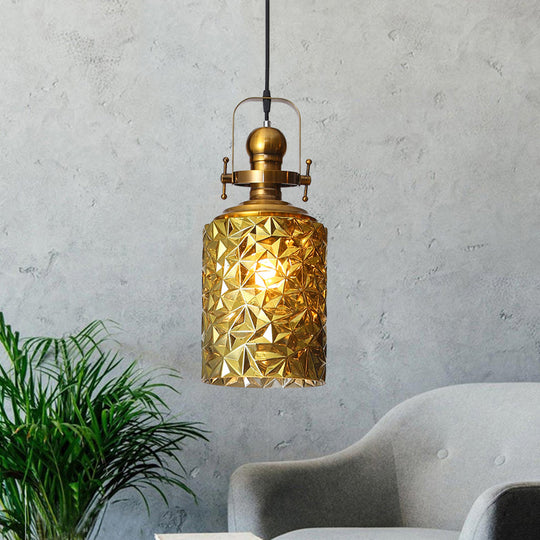 Cylindrical Glass Pendant Lighting for Restaurants - Rust/Chrome/Gold Finish