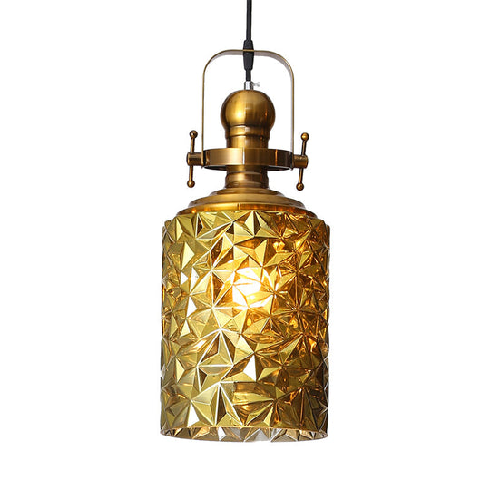 Cylindrical Glass Pendant Lighting for Restaurants - Rust/Chrome/Gold Finish