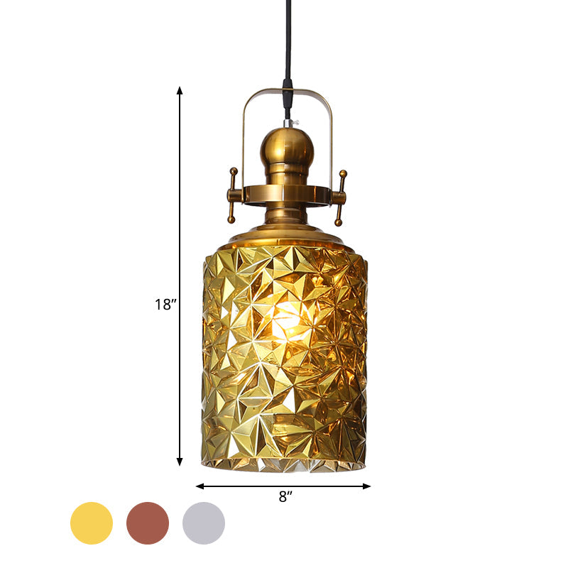 Cylindrical Glass Pendant Lighting for Restaurants - Rust/Chrome/Gold Finish