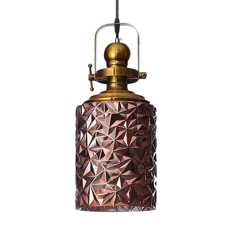 Cylindrical Glass Pendant Lighting for Restaurants - Rust/Chrome/Gold Finish