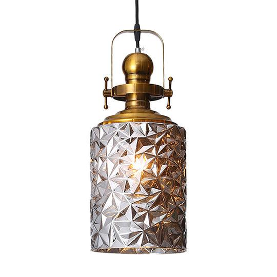 Cylindrical Glass Pendant Lighting for Restaurants - Rust/Chrome/Gold Finish