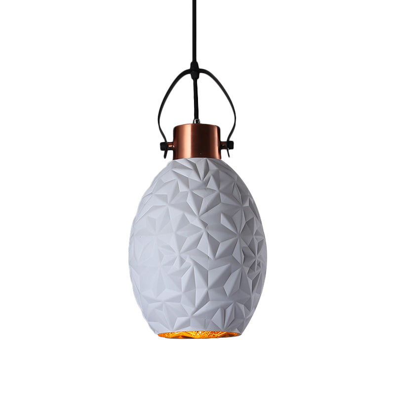 Industrial Pendant Light - Elliptical Down Lighting Textured Glass Copper Finish