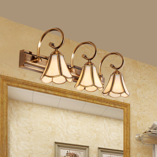 Gold Scalloped Vanity Lamp - Colonial Style 1/2/3-Head Bathroom Wall Lighting Fixture