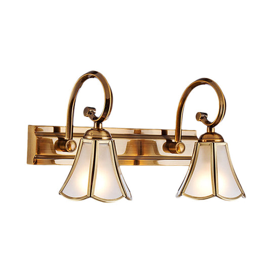 Gold Scalloped Vanity Lamp - Colonial Style 1/2/3-Head Bathroom Wall Lighting Fixture