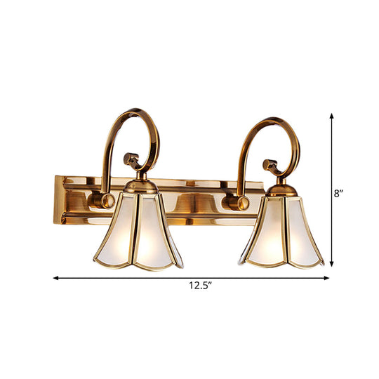 Gold Scalloped Vanity Lamp - Colonial Style 1/2/3-Head Bathroom Wall Lighting Fixture