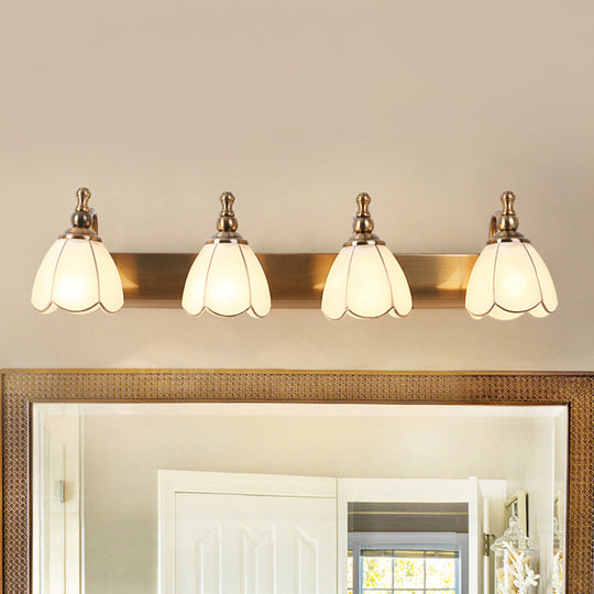 Ivory Glass Colonial Vanity Light In Gold- 1/2/3-Bulb Bathroom Wall Mount