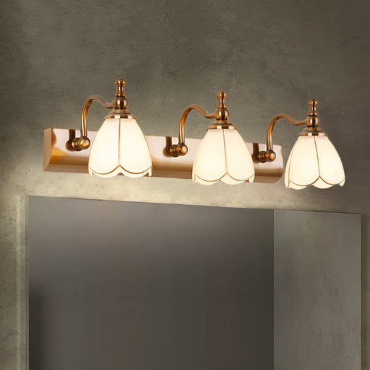 Ivory Glass Colonial Vanity Light In Gold- 1/2/3-Bulb Bathroom Wall Mount 3 / Gold