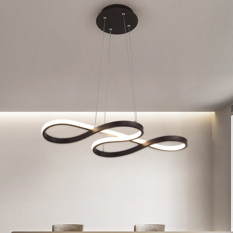 Minimalist Black/White Led Pendant Lamp - Meandering Aluminum Chandelier 24.5/31.5 Inches Wide