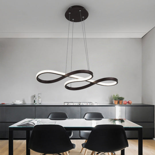 Minimalist Black/White Led Pendant Lamp - Meandering Aluminum Chandelier 24.5/31.5 Inches Wide Black