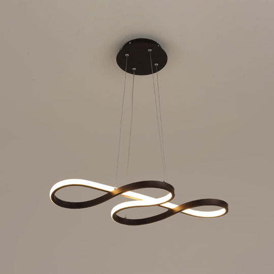 Minimalist Black/White Led Pendant Lamp - Meandering Aluminum Chandelier 24.5/31.5 Inches Wide