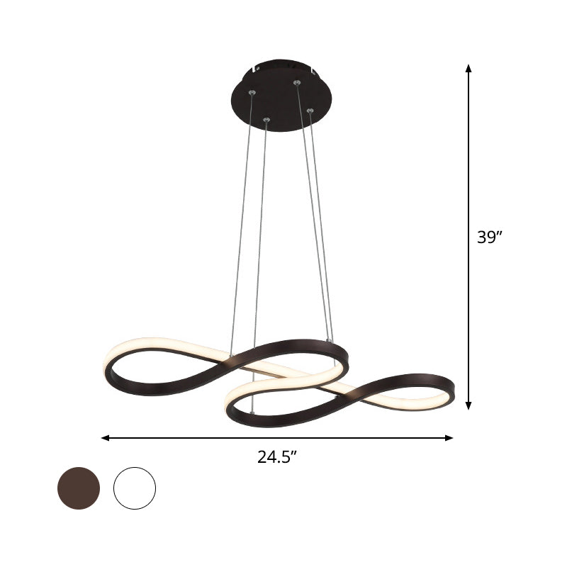 Minimalist Black/White Led Pendant Lamp - Meandering Aluminum Chandelier 24.5/31.5 Inches Wide