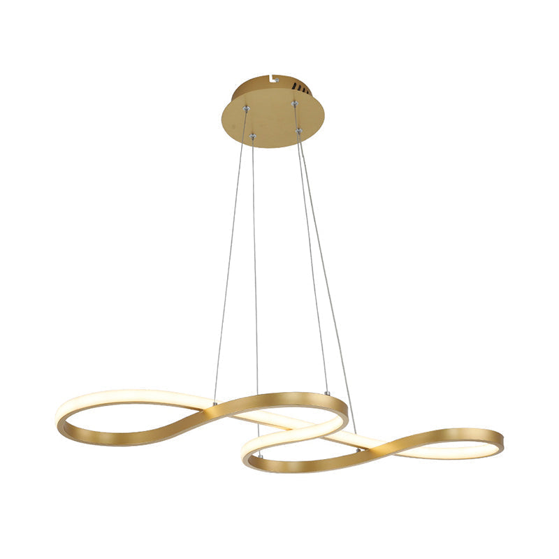 Sleek Twist Pendant Chandelier With Gold Finish - 24.5 To 31.5 Wide Led Hanging Lamp For Dining