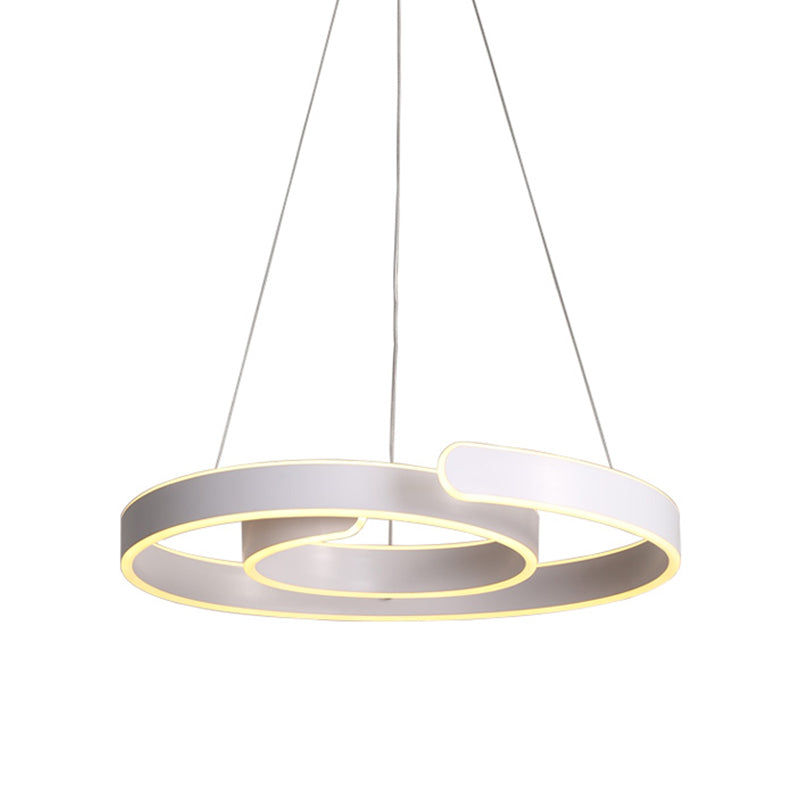 Minimalist Led Pendant Light With White Swirl Acrylic Chandelier - Warm/White Lighting For