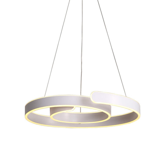 Minimalist Led Pendant Light With White Swirl Acrylic Chandelier - Warm/White Lighting For