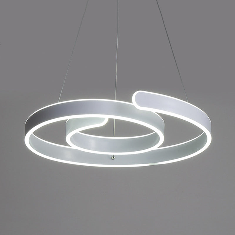 Minimalist Led Pendant Light With White Swirl Acrylic Chandelier - Warm/White Lighting For