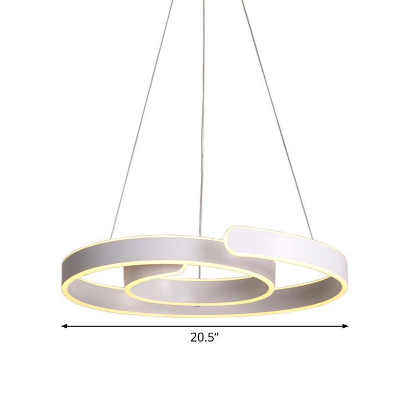 Minimalist Led Pendant Light With White Swirl Acrylic Chandelier - Warm/White Lighting For