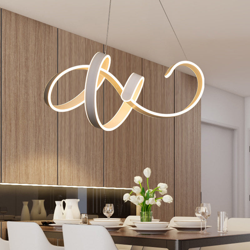 Aluminum Simplicity Led Pendant Light Kit - Winding Dinette Chandelier Warm/White White / Warm