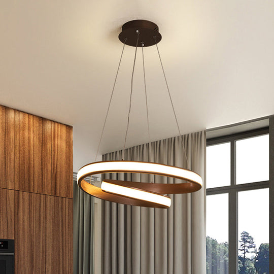 Modern Led Hanging Pendant Light With Silica Gel Coffee Curl Design Warm/White 23/31.5 Inches Width