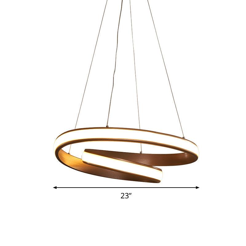 Modern Led Hanging Pendant Light With Silica Gel Coffee Curl Design Warm/White 23/31.5 Inches Width