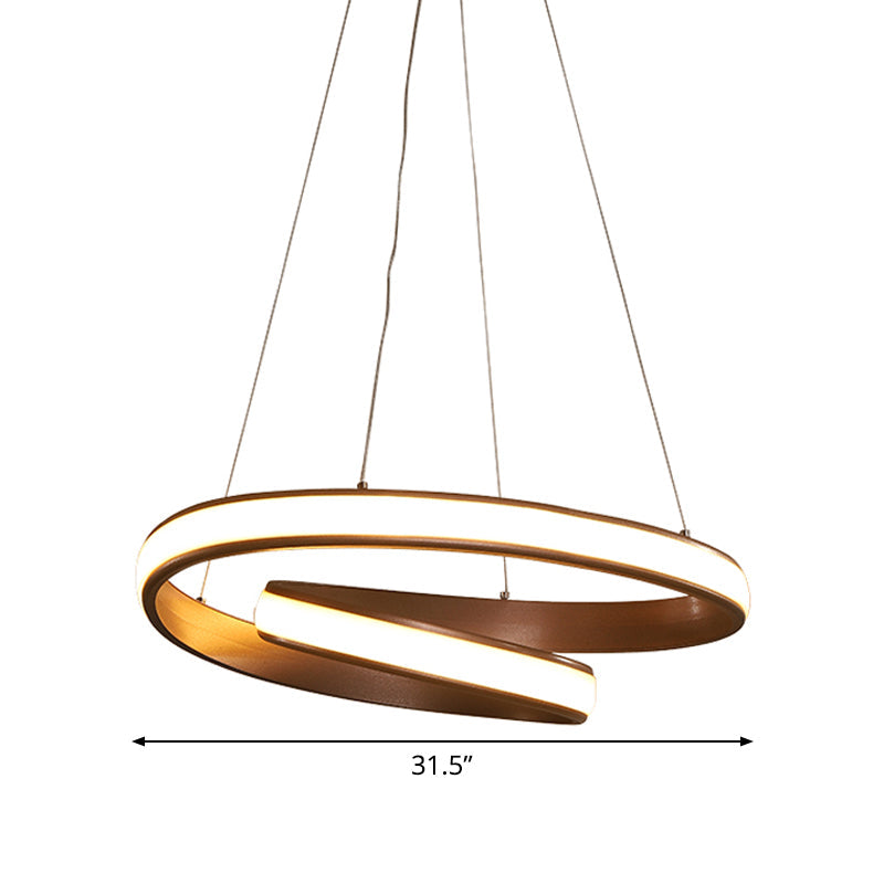 Modern Led Hanging Pendant Light With Silica Gel Coffee Curl Design Warm/White 23/31.5 Inches Width